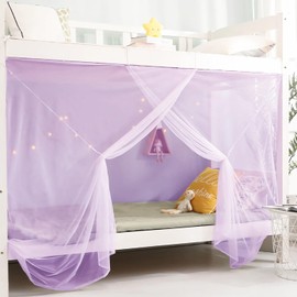 Eimilaly 8 Corner Bed Canopy Curtains for Girls Boys Bed Decor, Bed Canopy for Dormitory, Bunk Bed, 1-1.8 m Bed or Outdoor Camping, Suitable for 1.5 m Bed/Single Door, Purple