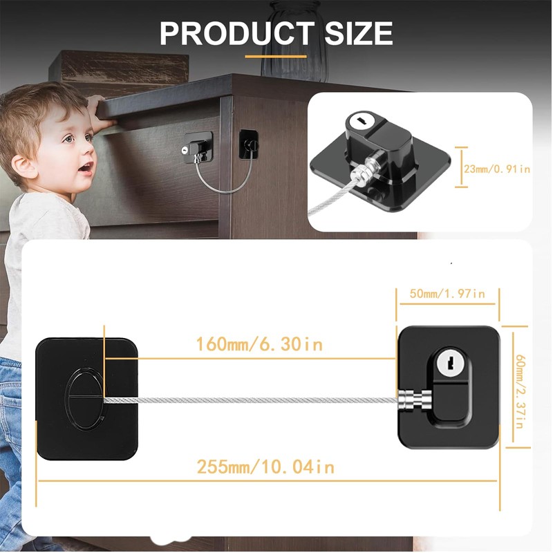 Pack of 2 ABS Fridge Lock for Child Lock, Cupboard
