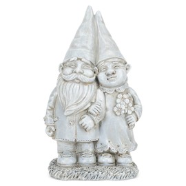 NAT & JULES Gnome 12 inch Resin Stone Garden Statue (Married Gnome Couple)