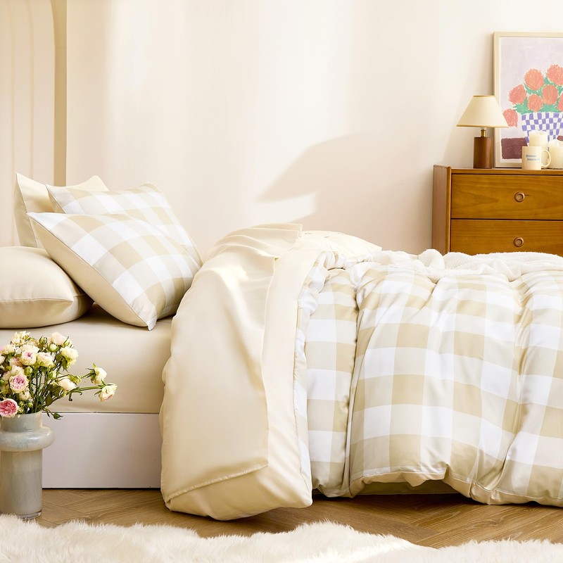 Wake In Cloud - Gingham Quilt Cover Set, Plaid Buffalo