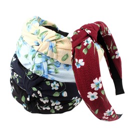 Mikinona 5pcs Womens Printed Hair Hoop Fashionable Cross Knotted Headbands for Comfortable Headdress Random Colors for Daily Wear and Stylish Parties Random Color