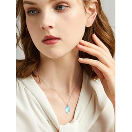 HPQQ Moonstone Necklace Sterling Silver Rose Flower Pendant Necklace Moonstone June Birthstone Jewelry Valentines Day Anniversary Birthday Gifts for Women Her Girlfriend