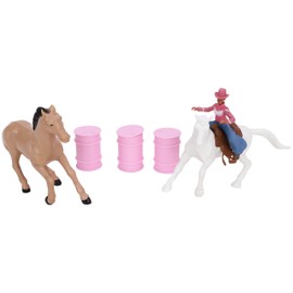 Toyland® Horse Toy Playset - 12cm x 10cm, Figure & Accessories - 3 To Choose From (PINK BARRELS)