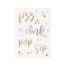 Unique 76048" Pop, Clink, Fizz Cling Drink Markers-Gold Foil-Set of 4, Multicolour