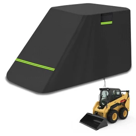 Skid Steer Loader Cover, Heavy Duty 600D Waterproof Oxford Cloth Skid Steer Cover, Rainproof Snow Wind UV Dust, with Zipper Door Air Vents Reflective Strips, for Kubota Caterpillar Case Bobcat Etc