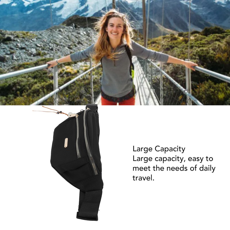 Waist Bag Multi Layer Stylish PU Smooth Zipper Large Capacity