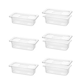 BIEAMA 6 Pack Food Pans with Lids, 1/3 Size 4'' Deep, Polycarbonate, Clear