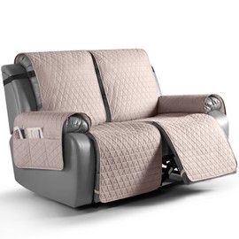 TAOCOCO 100% Waterproof Loveseat Recliner Cover-Recliner Cover with Non-Slip Granule, Recliner Chair Covers with Elastic Band,Washable Recliner Chair/Furniture Protector for Pets(Peach, 2 Seater)