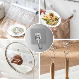 JREEPEE Clear Adhesive Wall Hooks 37lb Waterproof Hooks with No Damage Technology Heavy Duty Hanging Solution for Kitchen Bathroom Office Shower (24)