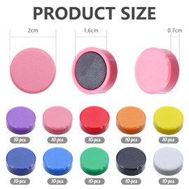 CONNECTION Pack of 100 Whiteboard Magnets Colourful Magnets for Magnetic Board Small Round Board Magnets School Decorative Magnets Strong for Blackboard Photo School Office Magnetic Wall Pin Board