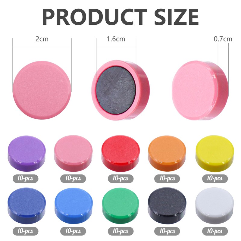 CONNECTION Pack of 100 Whiteboard Magnets Colourful Magnets for Magnetic