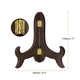 sourcing map 7" Easel Plate Holder, Wooden Folding Display Stand Brown for Decorative Picture Frame