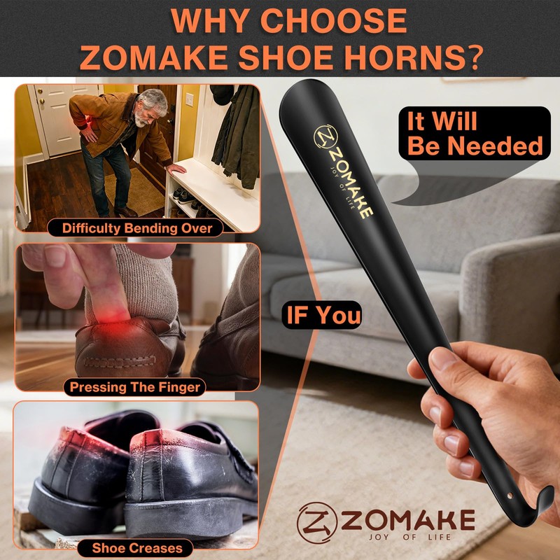 ZOMAKE Shoe Horn Long Handle for Seniors, 16.5 Inch Extra
