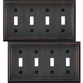OKAWYC Quadruple Toggle Light Switch Cover Adler Metal Wall Plate, 2-Pack Aged Bronze 2 Gang, Light Switch Cover Decorative Wallplate, Durable