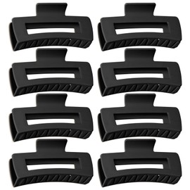 TOCESS Hair Claw Clips for Women - 8PK Large Neutral Matte Square Jumbo Hair Clips for Thick, Thin, Long, Short, Curly Hair Girls, Big Jaw Clip Set for Daily Use(Midnight Black)