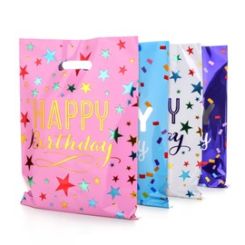 PintreeLand PintreeLand Medium(6.7 * 9.8inch) Happy Birthday Party Favor Bags 40PCS, Plastic Goodies Return Gift Treat Bags for Kids Baby Girls & Boys Birthday