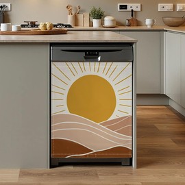 Boho Sun Dishwasher Magnet Cover,Front Dishwasher Cover Decoration Reusable Decorative Magnetic Cover for Home Kitcen Appliance 23x26 Inch