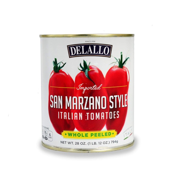 DeLallo Imported San Marzano Whole Peeled Tomatoes, 28-Ounce Cans (Pack of 6)
