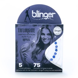blinger® Limited Edition Taylorgate Refill Pack - Ripples | 75 Precision-Cut Glass Crystals (5 Discs) | Hair Safe Adhesive - Bling In, Brush Out | blinger® Styling Tool Not Included | Cobalt 5 MM