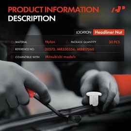 A-Premium 30PCS Nylon Headliner Nut Clip Fastener Compatible with Mitsubishi Mirage 1993-1995/1997-2002, Lancer 2002-2007 - for 9mm Hole