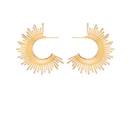 Chunky Gold Silver Earrings for Women Flower Piercing Fashion Funny Big Simple Earring Girl Fun Cute Prom Boho Waterproof Jewelry Gift (Gold)