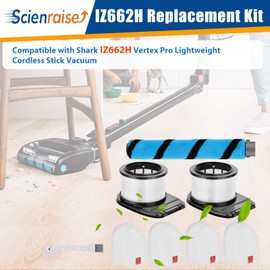 Scienraise IZ662H Filter Replacement Kit Compatible with shark IZ662H Vertex Pro Lightweight Vacuum-1 Brush, 2 Pack HEPA Filters and 4 Foam Felt Kit