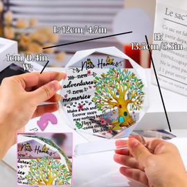 Movdyka 5.3" Crystal Housewarming Gifts Plaque for Couples Sweet New Home Ideas for Friends Glass House Warming Ornament Keepsake for Daughter Newlyweds Christmas New Year Decor