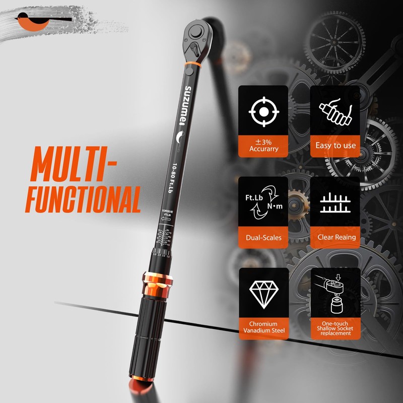 SUZUME Torque Wrench (10-80 Ft. Lb/ 13.6-108.4 N.m) ±3% High