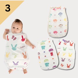 KaWaii Baby Wearable Blanket Sleep Sack, 2-layer 100% Muslin Jacquard Cotton Warm and Comfy Baby Sleeping Bag Boys & Girls 6-12 Months, Pack of 3