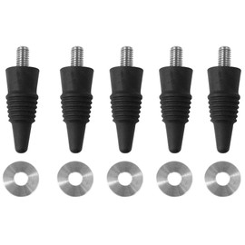 Silicone Bottle Stopper with 3/8” x 16 tpi Threaded Post For Attaching Hand Made or Lathe Turned Handles … (Black, 5)