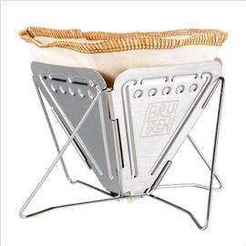 BruTrek Collapsible Pour Over Camping Coffee Maker - Stainless Steel Travel Brewing Kit, Reusable Cotton CoffeeSock Filters, Canvas Pouch Carrying Bag, Compact Packable Lightweight Design