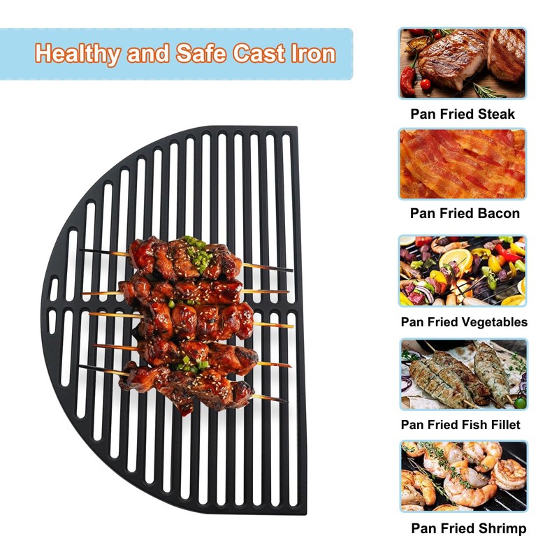 Derurizy 361 Searing Grate, Half-Moon Cast Iron Grill Grate, Extra