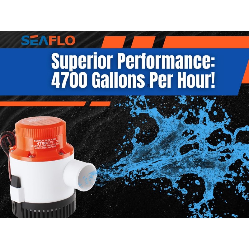 Seaflo 4700 GPH 24v Heavy Duty Electric Bilge Pump (4700gph