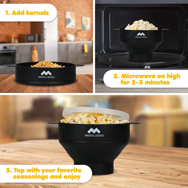 The Original Mindful Design Collapsible Microwave Popcorn Popper - Silicone