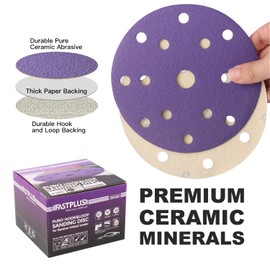 100 PCS 150mm Sanding Discs 800 Grit Ceramic 6 inch Sanding Discs Hook & Loop Sanding Pads Professional Orbital Sander Discs for Car Wood Metal Steel Sanding/Polishing