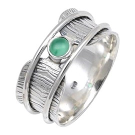 JEWELSTREZORO Onyx Edelstein Spinnerring 925 Sterling Silber Spinner Männer & Frauen Meditationsring Alle Größen Handarbeit Jewerly TSR156F_68 (21.6)