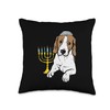 Jewish Beagle Dog Menorah Hanukkah Pajamas Chanukah PJs Throw Pillow
