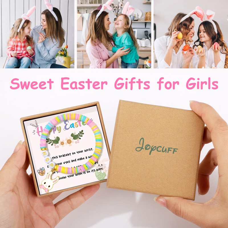 JoycuFF Easter Basket Essentials Stuffers Gifts Colorful Bead Bracelets Easter