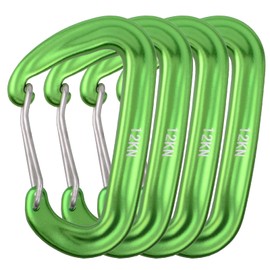 TRIWONDER Wire Gate Carabiner Clip Small Carabiner Heavy Duty D-Shape Clips for Keys Carabiner Hooks for Hammock Camping Hiking Fishing (12KN - Green - 4 Pcs)