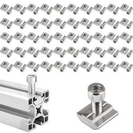 YOYEAH Pack of 50 T-Slot Nuts M5 Set, Carbon Steel T-Nut M5, T Slot Nuts M5 and Allen Screws Compatible with Aluminium Profiles