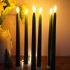 Ni-JASW Green Flameless Taper Candles with Remote Timer, Flickering Battery