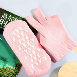 Moisturizing Gel Socks and Gloves for Hands and Feet, Softening and Exfoliating Heel Care Socks 2ea