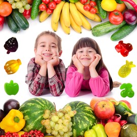 Palksky 4PCS Fruit Snack Molds Silicone, Gummy Molds Trays with Dropper for Candy Chocolate Gummies Baking(Cherries Grape Banana Apple Pineapple)