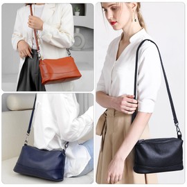 Genuine Leather Purses for Women Crossbody Bags Small Shoulder Handbags Trendy Clutch Cross Body Phone Purses, Black