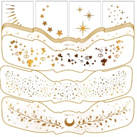 24PCS Face Glitter Tattoo, Waterproof Gold Temporary Face Tattoos Stickers, Body Face Glitter for Women Girls, Country Concerts Singer Festival Makeup Rave