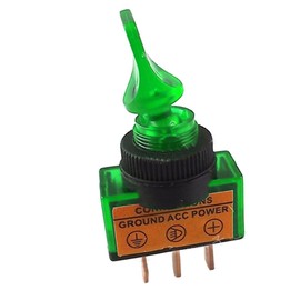 E Support Car 12v 20a 20amp 3p Green LED Light Off/on Spst Toggle Rocker Switch Pack of 10