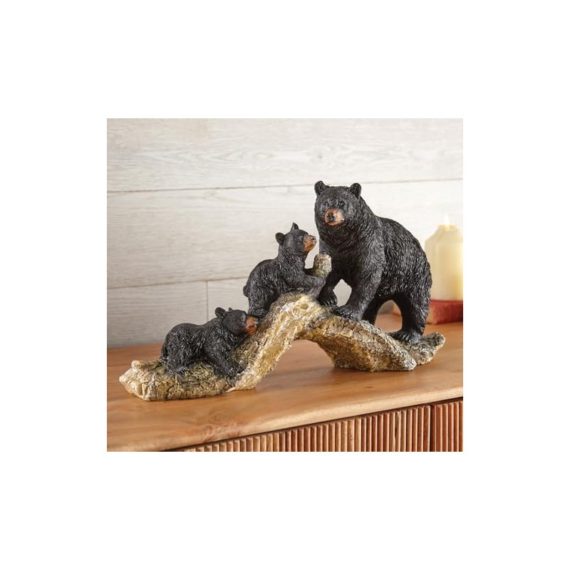 BLACK FOREST DECOR Bear Family Log Sculpture