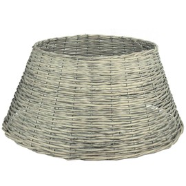 Christmas Tree Base Skirt Ring Xmas Willow Wicker Stand Cover Grey 57cm