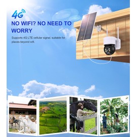 Ankway 4G LTE Cellular Security Cameras Wireless Outdoor,No WiFi Needed Solar,2K 3MP with SIM Card, Night Vision PIR Motion Detection, 2-Way Audio, SD&Cloud Storage(US Version)
