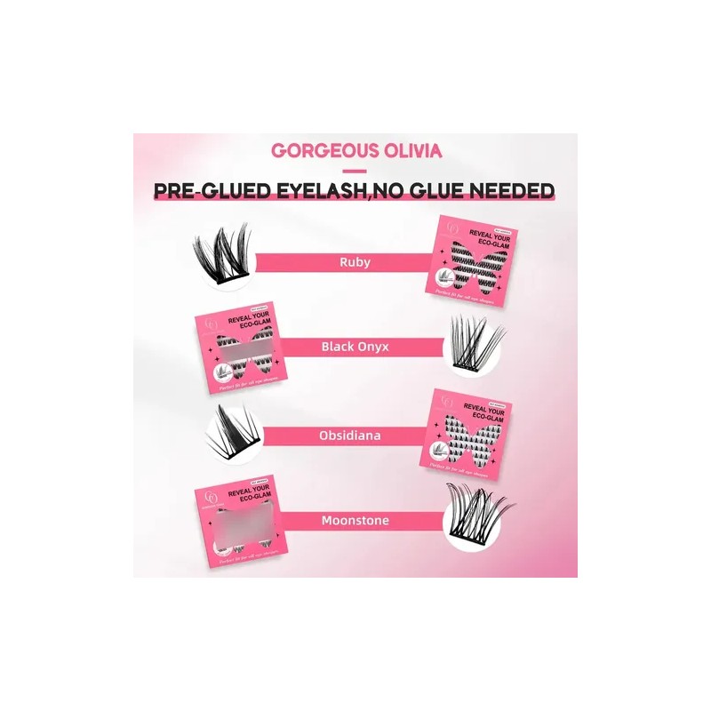 Gorgeous Olivia 88 Pestañas Postizas Kit Completo Rosa Chicle Moonstone